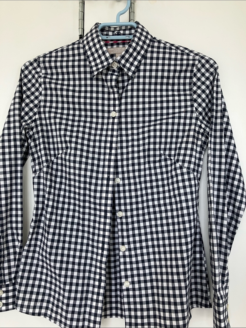 Banana Republic Black and White Gingham Button-Down Shirt